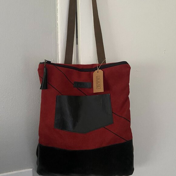 NEW Arts & Science Convertible Tote Red Canvas Tassel Backpack Zip Leather A&S